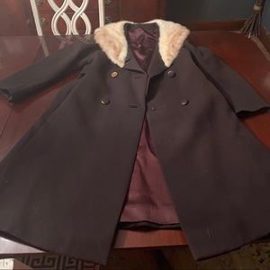 Vintage wool coat with fur collar
